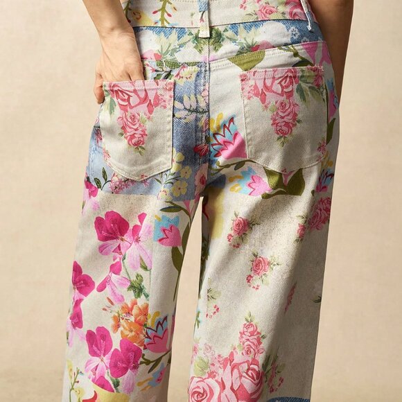 Multicolor Casual Women's Woven Printed Loose Wide-Leg Pants - Picture 6 of 7